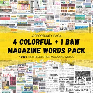 Vrais mots de magazine imprimables, kit Vision Board, plus de 1 500 mots de magazine, loi de l'attraction, kit de fête Vision Board, Vision Board 2025, mots en papier