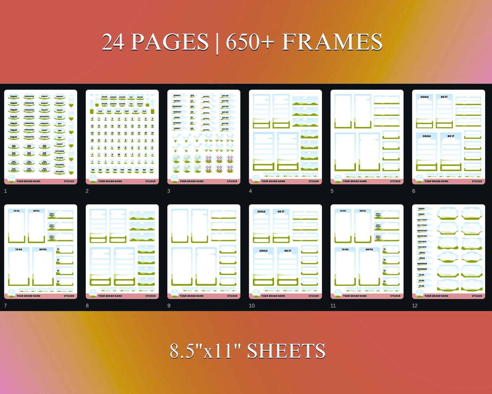 Sticker Template Bundle, Custom Sticker Sheet, Canva Sticker Template ...