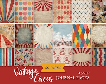 Circus Papers, Junk Journal Junkies,Retro Circus Ephemera,Circus Junk Journal,Collage,Vintage Art Journal Supply,Circus Background,Printable