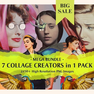 MEGA BUNDLE, 7 Collage Creators in 1 Pack, Surreal Collage Creator, Collage Art Maker Pack,Commercial Use Png Bundle,Digital Graphic Bundle