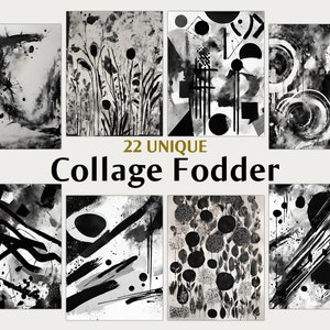 Kolaż Fodder dla mediów mieszanych, dziennika, albumu, projektu DIY, sztuki kolażu, arkusza kolażu do druku, abstrakcyjnego tła, cyfrowego arkusza kolażu