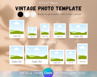 Custom Photo Template,Vintage Frame Template,Printable Photo Collage,Instant Frame,Instant Picture Look,Drag and Drop Canva Frame,Guest Book