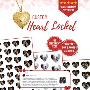 Custom Heart Shaped Locket, Locket Photo Print Heart, Perfect Fit for Your Locket, Anniversary, Birthday, Valentines Day Gift,Locket Picture