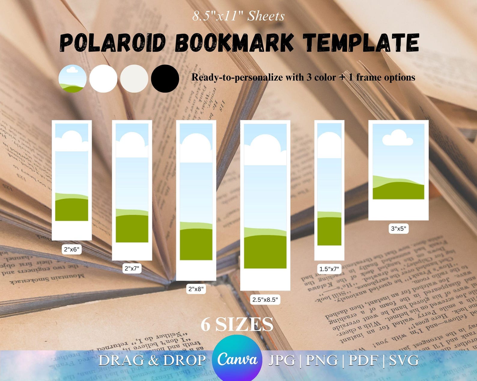 Custom Bookmark, Bookmark Template, Personalized, Bookmark Canva Frame ...