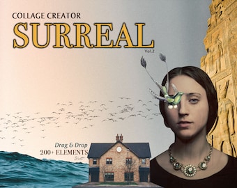 Surreal Collage Creator, DIY Photo Collage Art Maker, Cut Out Design Element, Commercial Use PNG, Digital Scrapbook, Digital Graphic Bundle