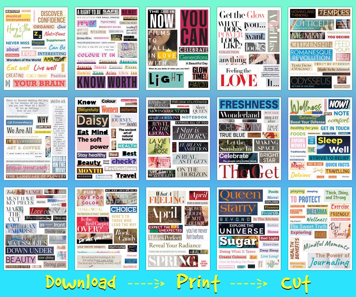 300+ Magazine Words, Magazine Words Printable, Vision Board Kit, Words ...