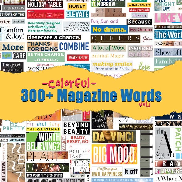 Magazine Words Printable, Vision Board Kit, 300+ Magazine Words, Words for Scrapbooking, Paper Words,Words Collage Creator,DIY Collage Maker