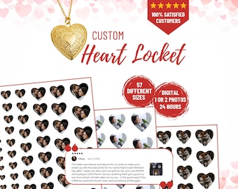 Printable Locket Photos, Locket Photo Print, Heart Locket Print, Photo Resize,Custom Photo,Heart Shape Photo,Locket Memories Him,Mothers Day