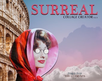Surreale Collage Schöpfer, DIY Foto Collage Art Maker, Designelement ausgeschnitten, kommerzielle Nutzung PNG, digitales Sammelalbum, digitales Grafikpaket