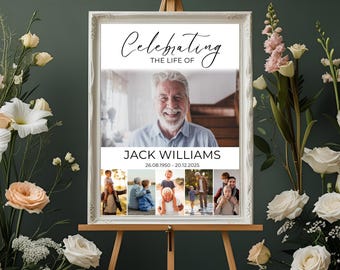 Funeral Photo Collage, Celebration of Life Template, Funeral Photo Collage Sign Template, Funeral Memorial,Celebration Of Life Photo Collage