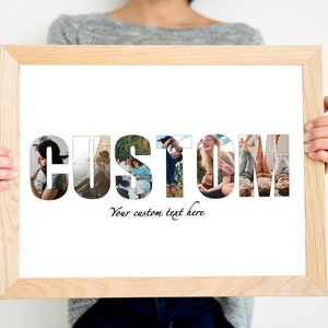 Collage Large Text Custom Name Picture Collage, Personalized Text Photo Collage, Custom ...