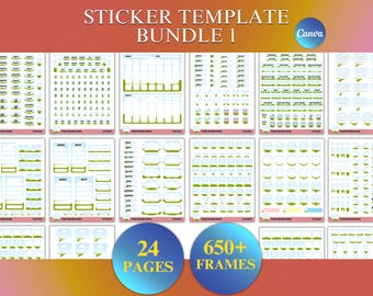 Sticker Template Bundle, Custom Sticker Sheet, Canva Sticker Template, Canva Editable, Sticker Template, Sticker Pack for Digital Planner