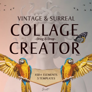 Surreal Collage Creator,DIY Photo Collage Art Maker,Vintage Cut Out Design Element,Commercial Use PNG,Digital Collage,Digital Graphic Bundle