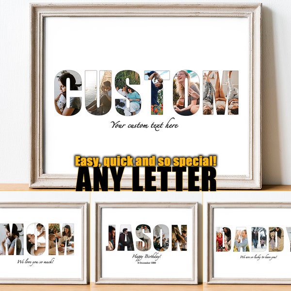Custom Name Picture Collage, Personalized Text Photo Collage, Custom Letter Collage, Your Text Photo Collage, Photo Collage Gift, Word Art