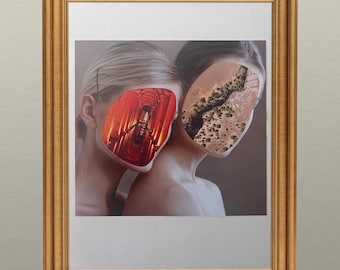 Original Collage Art, Twins, Magazine Collage, Mixed Media Art, Surreal Artwork, Paper Collage, Handmade Art, Halloween Wall Art, Weird Art