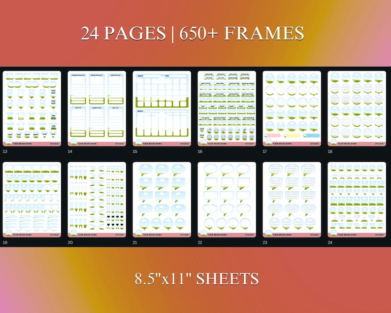 Sticker Template Bundle, Custom Sticker Sheet, Canva Sticker Template ...