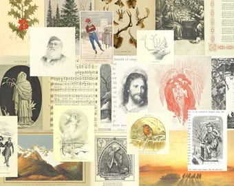 Más de 160 imágenes navideñas, páginas de libros navideños, imágenes de libros antiguos, Papá Noel, invierno, renos, scrapbooking navideño, papel imprimible para libros, Navidad