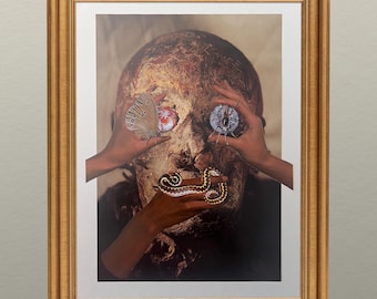 Collage original, Momia, Collage de revista, Arte de técnica mixta, Obra de arte surrealista, Collage de papel, Arte hecho a mano, Arte mural de Halloween, Arte extraño