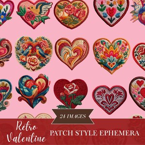 Retro Valentine Fussy Cut, Romantic Fussy Cut, Downloadable PDF, Love Fussy Cut,Heart Ephemera,Junk Journal Supplies,Digital Valentine Patch