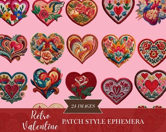 Corte retro de San Valentín, corte romántico, PDF descargable, corte de amor, efímera de corazón, suministros para diarios basura, parche digital de San Valentín