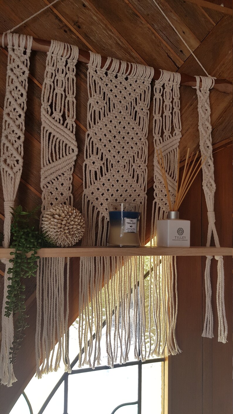 Macramé Timber Shelf Macrame Shelf Macrame Shelf Etsy