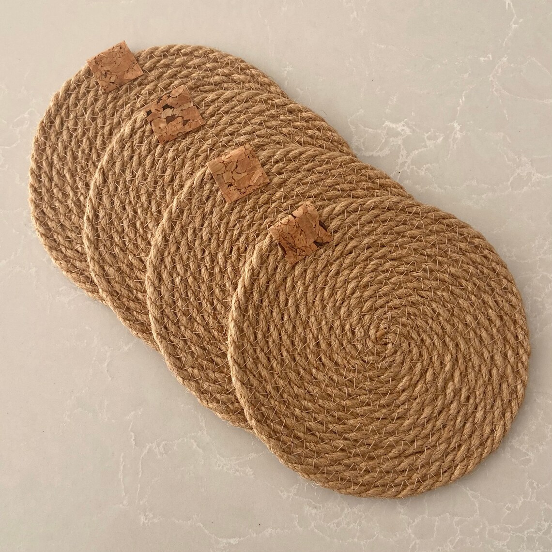 Jute Coasters Coaster Coaster Set Jute Etsy