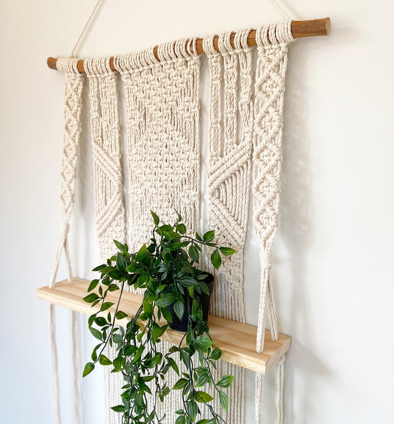 Macramé Timber Shelf Macrame Shelf Macrame Shelf Etsy