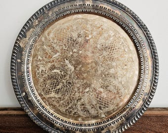 米国製 Leonard Silver ギャラリートレイ シルバートレー 33cm Vintage Leonard Silver Plate Tray ~ Serving Tray - Etsy