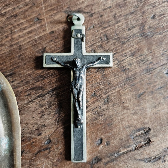 Vintage French Ebony Wood Crucifix