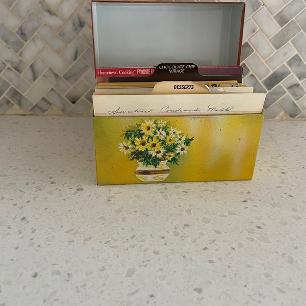 Grandma’s Recipe Box Floral Tin Metal Kitchen Vintage Kitch