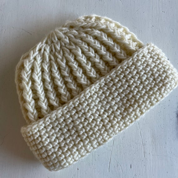 Vintage KMart Acrylic Knit Cap Cream Granny One S… - image 1