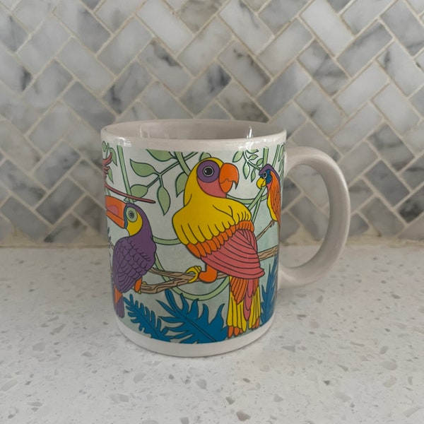 Vintage Norocrest Parrot Toucan Bird Topical Ceramic Coffee Tea Cup Mug