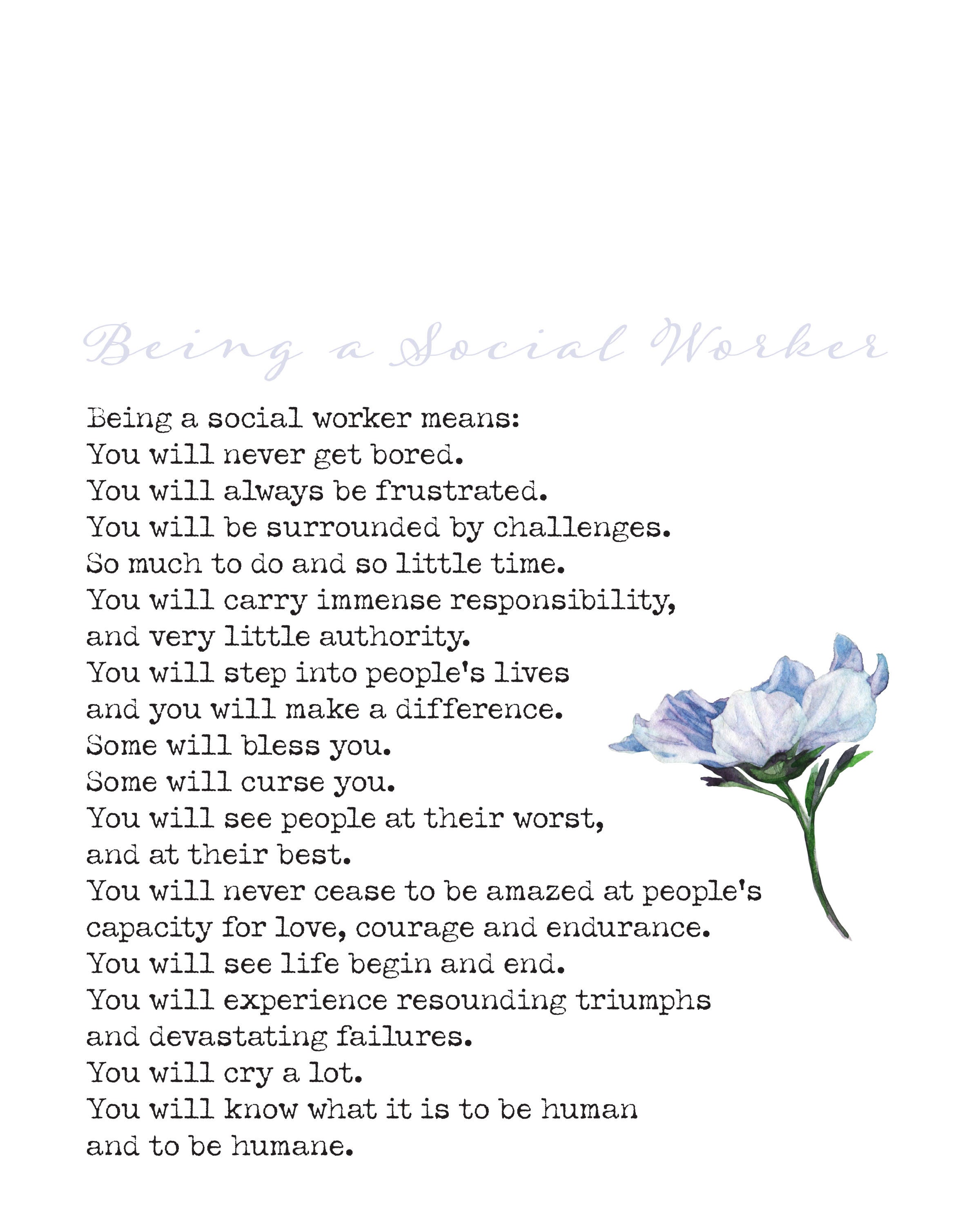 Being a Social Worker Means... Digital Print Social Worker Etsy