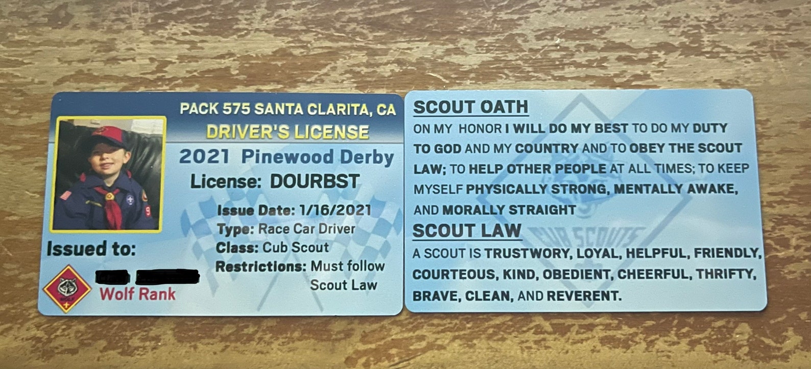 Pinewood Derby Drivers License PWD Cub Scouts Permis de Etsy