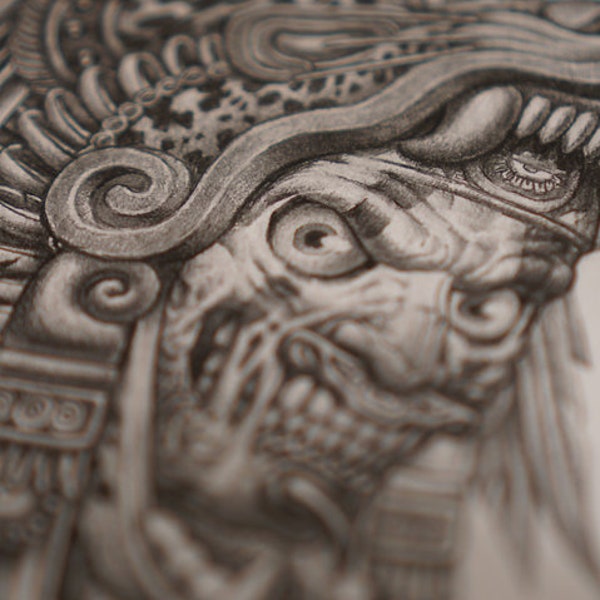 Aztec Jaguar Knight (Zombie) Tattoo Design