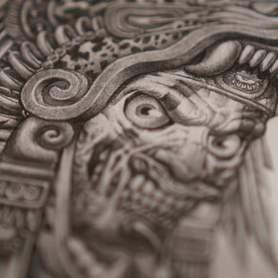 Aztec Jaguar Knight zombie Tattoo Design - Etsy New Zealand