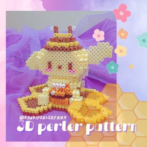 Instant Download!! 3D Perler Beads Pattern to build this Cute Dog Honey Bee, 3d Animal perler, 3dperler pattern