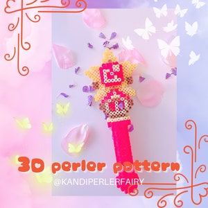 Instant Download!! 3D Perler Beads Pattern to build this CUTE Anime Star Wand, Red Earth Star, Anime girl accessory, 3Dperler pattern
