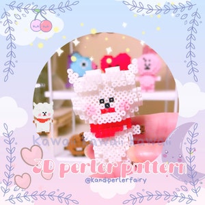 Sofortdownload!! 3D Bügelperlen Muster für ein niedliches Schaf mit Schal, 3D-Perler-Figur, lustiger 3D-Perler