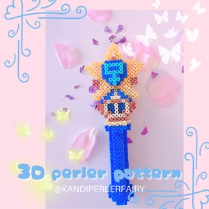 Instant Download!! 3D Perler Beads Pattern to build this CUTE Anime Star Wand, Blue Aqua, Anime girl accessory, 3Dperler pattern