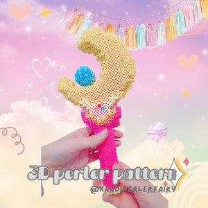 Instant Download!! 3D Perler Beads Pattern to build this lovely Moon Wand, anime girl accessory, digital 3dperler pattern download only