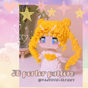Sofortdownload!! 3D Bügelperlen Muster für diese schöne Prinzessin Mädchen, Standing Kawaii Anime Girl, 3dperler Muster nur