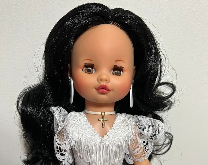 White Spiritual Gypsy Doll. Spain Flamenco Dancer Doll. Gift, Decoration, Collection Doll. New. 16 inch/40 cm. Comb or Flower.