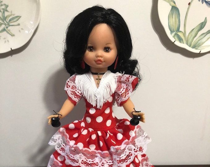 Spiritual Gypsy  Doll.Spain Flamenco Dancer Doll. Handmade Vintage Dress. Gypsy Dress. Gift, Decoration, Collection Doll.  17 inch