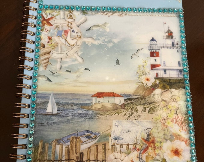 Nautical Yemaya Olocum Ita Notebook Libreta. Resin Journal. Resin Diary. Santeria Decorated Libreta. Orisha Yemaya Sea. New