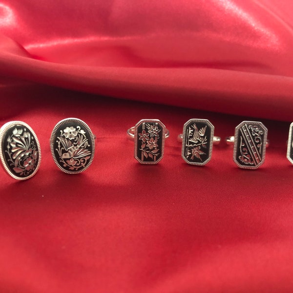 Damascene Rings Silver. Damascene Vintage Style Toledo Spain. New. Luxury Jewelry.