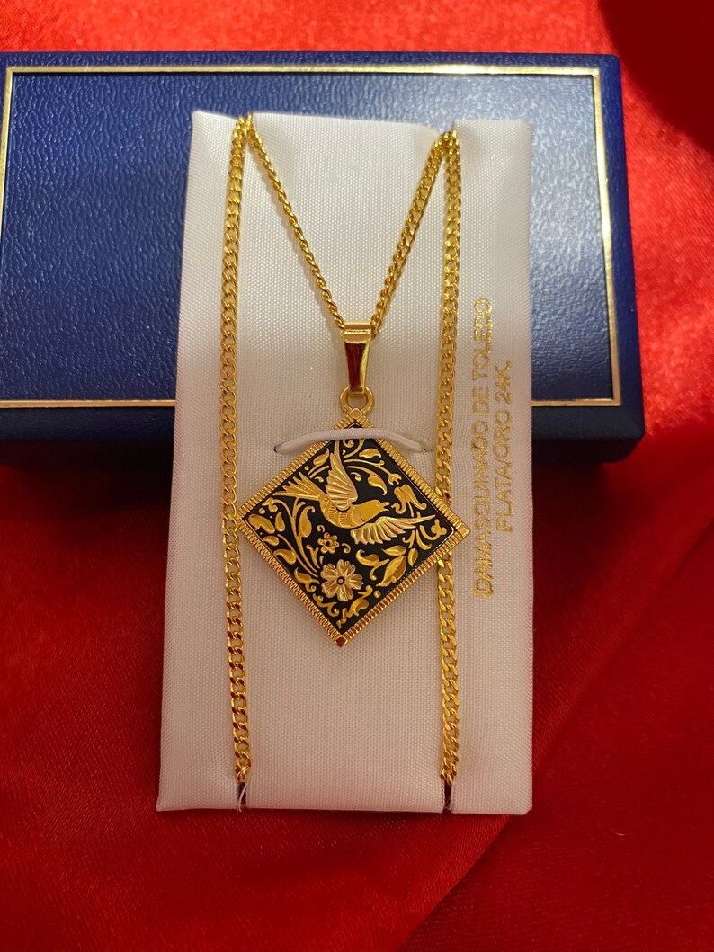 Damascene Gold Pendant 24K. Damascene Toledo Spain Jewelry. | Etsy