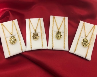 Arabic Damascene 24K Gold Pendant Necklace . Damascene Vintage Style ...
