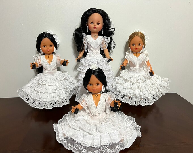 White Spiritual Gypsy Doll. Spain Flamenco Dancer Doll. Gift, Decoration, Collection Doll. New. 13 inch/16 inc. Comb or Flower.