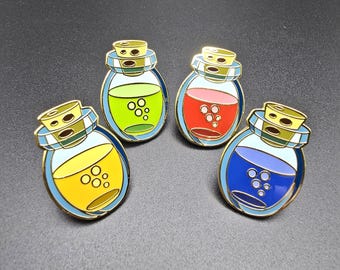 Hyrule Potion Bottle Set - Four 1" Hard Enamel Pins